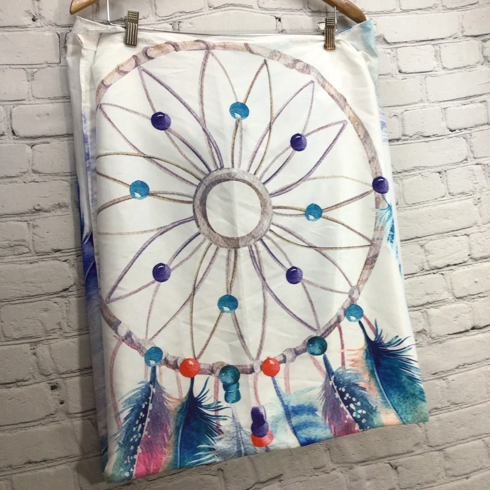 Dreamcatcher Wall Hanging Boho  Curtain Beautiful Feathers Colors White